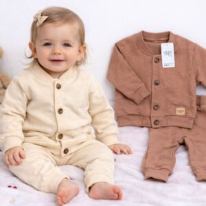 CONJUNTO FRIZA NENE NENA CAMPERA CON BOTON Y PANTALON